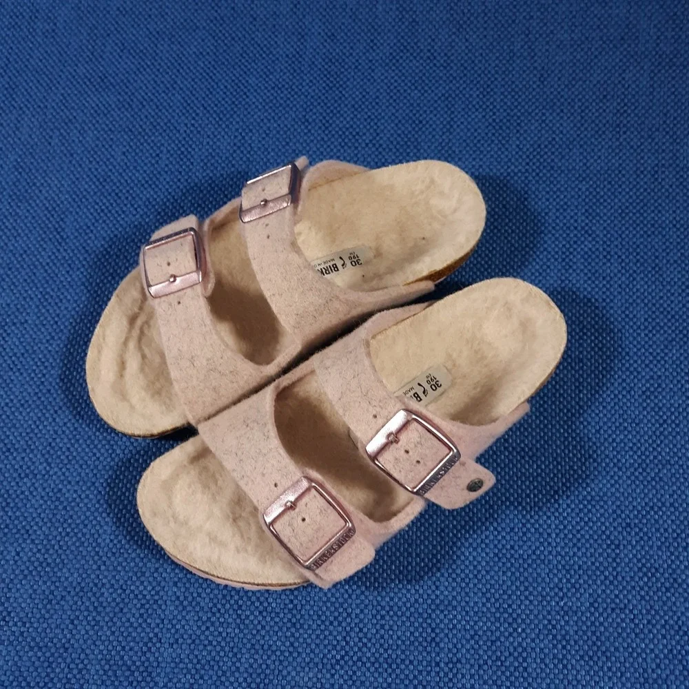 Birkenstock Arizona Shearling Sandals Slides Kids Girls Size 12 Pink Fuzzy